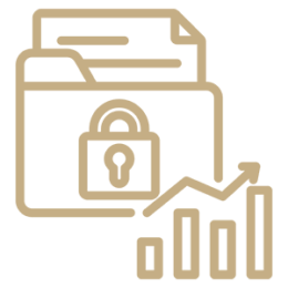 Locked folder with data chart icon.