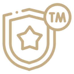 Shield with star and TM symbol.
